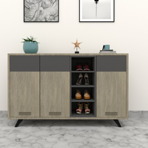 Storage cabinet with concealed hinges and handles